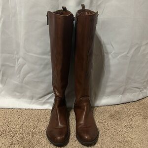 Gianni Bini Picard Lattice Back Brown Knee High Boots Size 6.5M